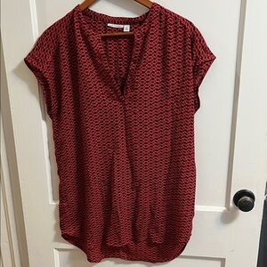 Halogen Red Geometric Blouse